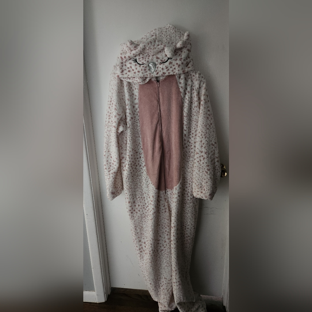 Secret Treasures Pink and White Hooded Pajama Onesie